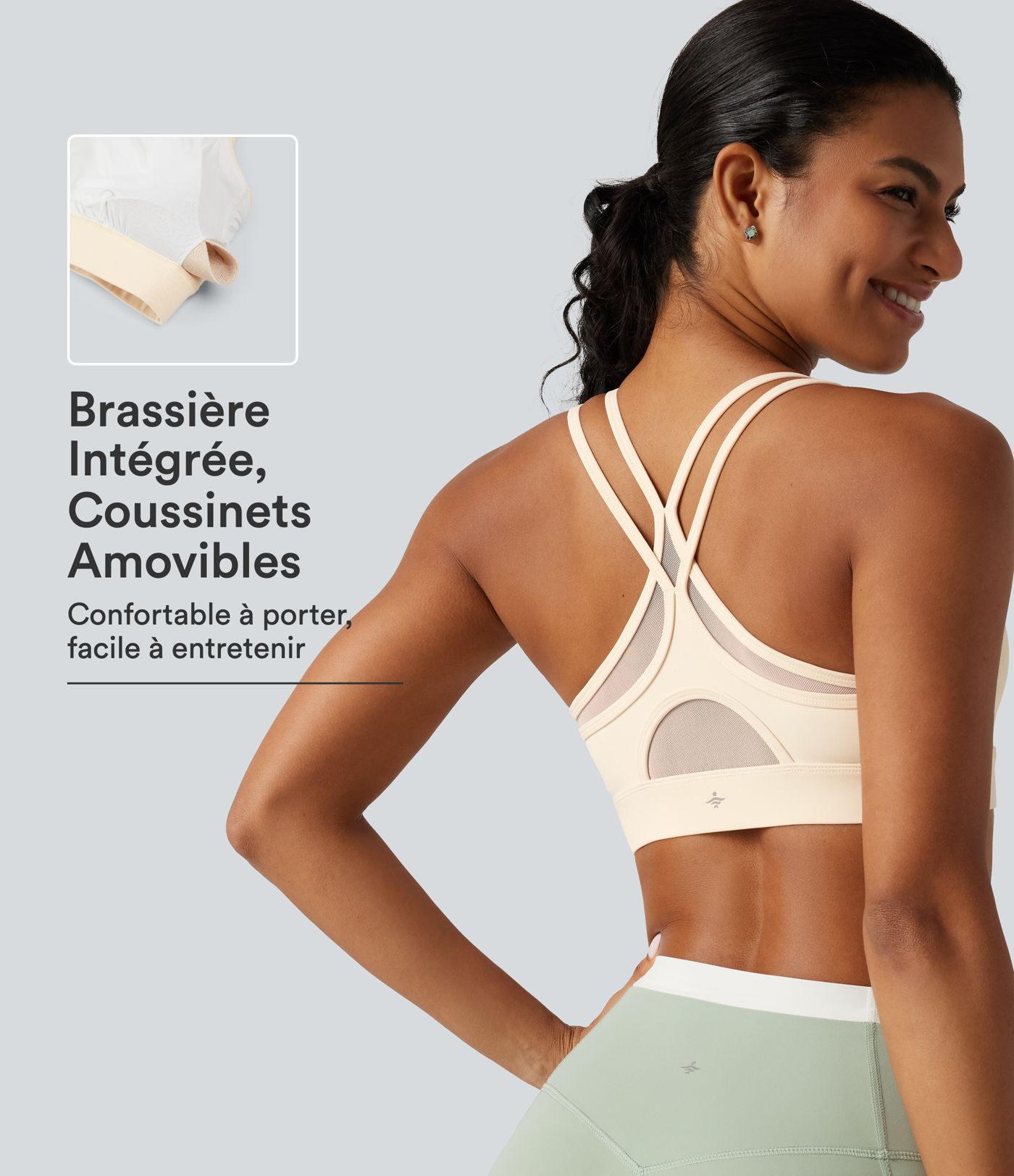 Brassière de yoga SoftlyZero™ Plush à maintien léger, bretelles croisées et coussinets amovibles