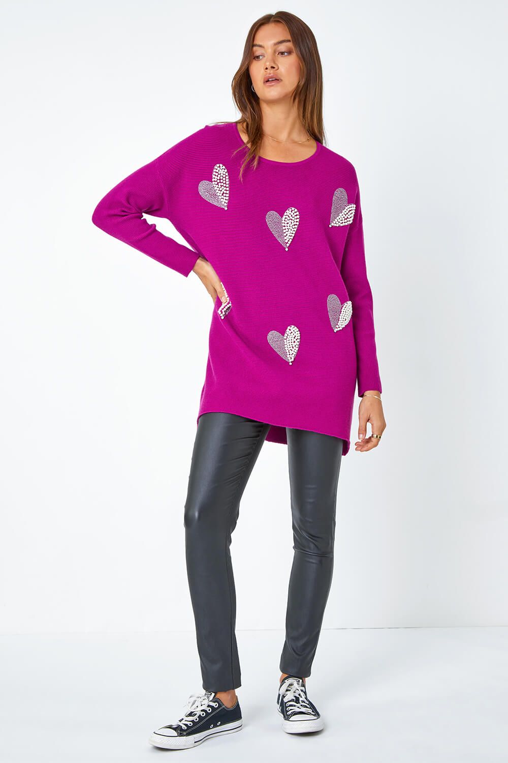Roman Sparkly Embellished Heart Jumper