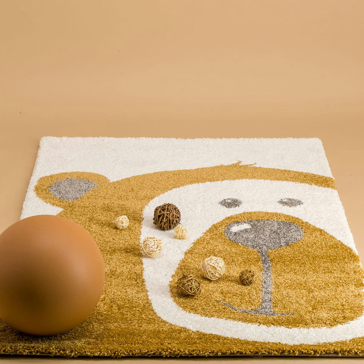 TEDDY BEAR - Tapis enfant nounours  miel 80x150, OEKO-TEX®