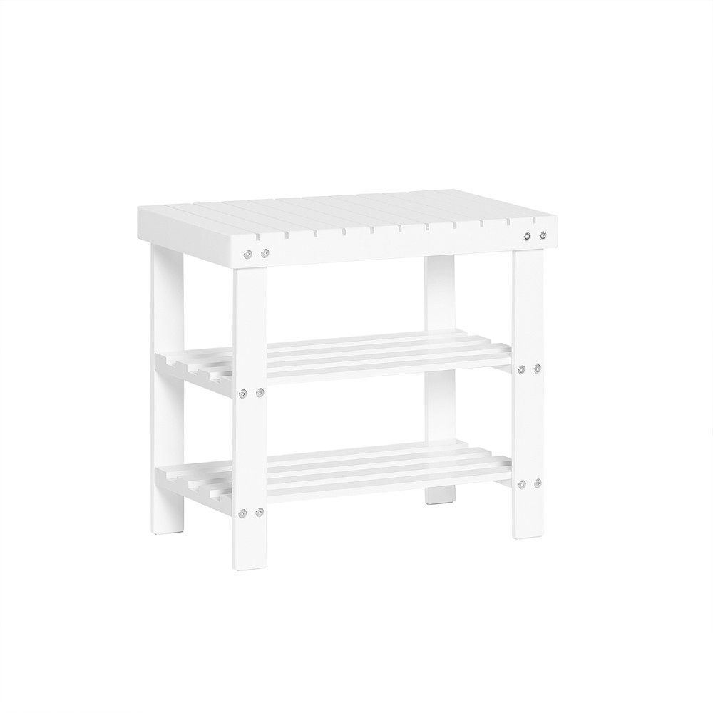 SoBuy Ławka na buty z półką Biały 50x29x45cm Nowoczesny FSR02-K-W
