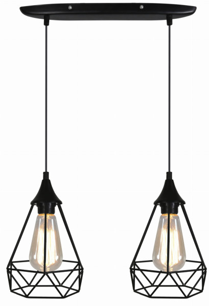 Lampa wisząca czarna Graf 2xE27x60W wym: 115x49x19 cm Candellux