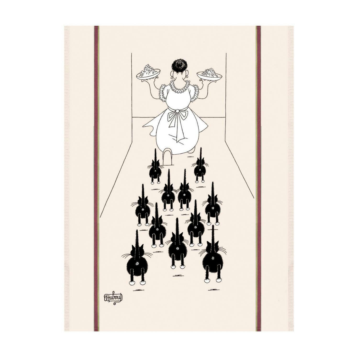 DUBOUT - Grand torchon  a table en coton ecru 60 x 80