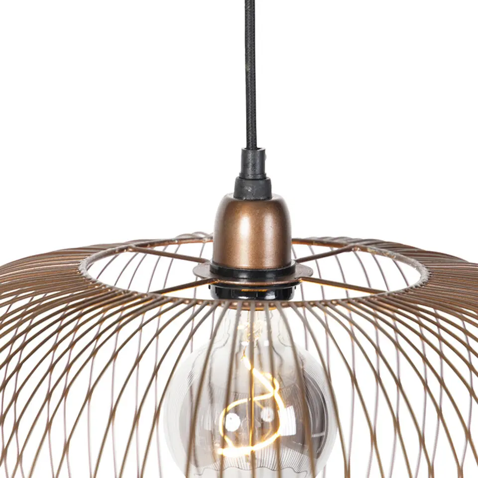 Qazqa hanglamp finn koperkleurig e27