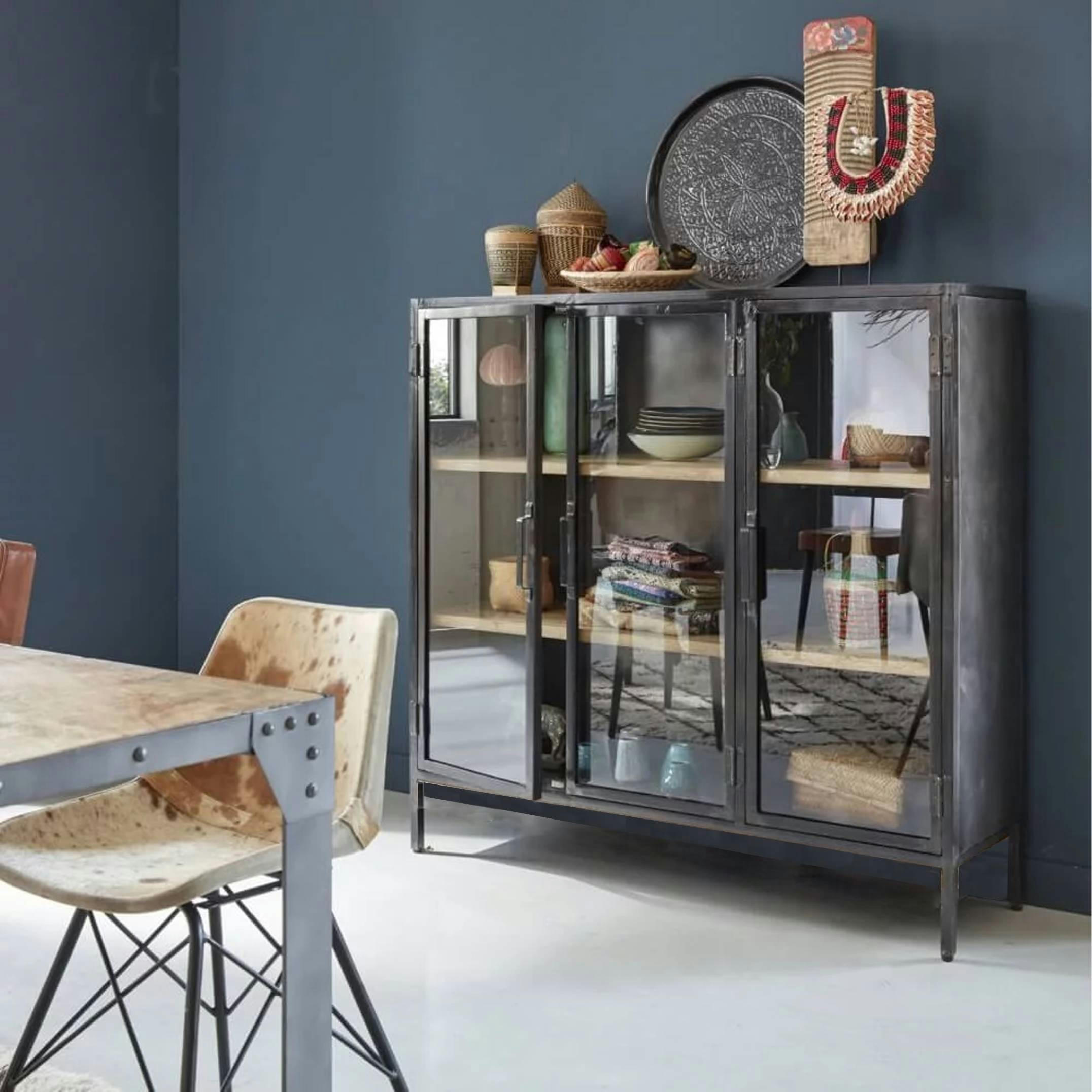 OPPOSITE - Vitrine en métal gris 134.5 cm