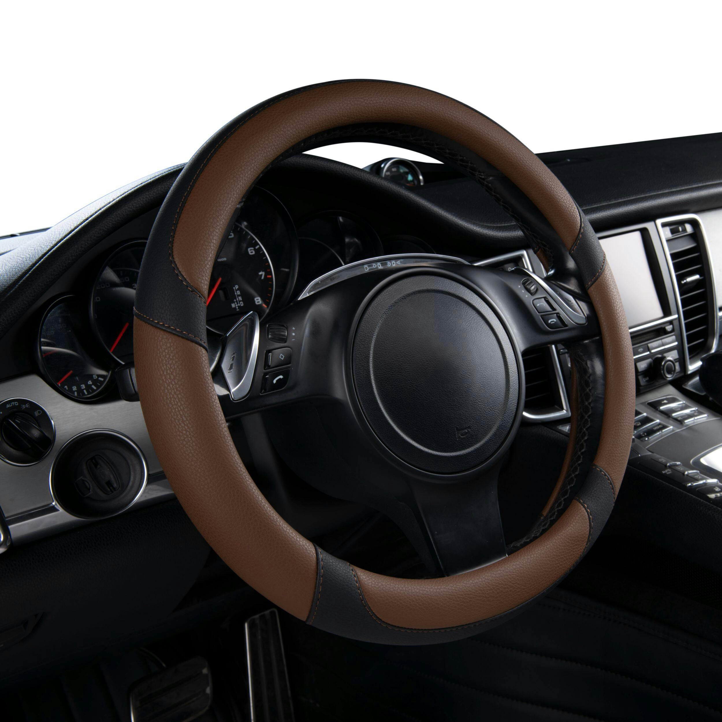 AutoTrends Classic Brown Steering Wheel Cover