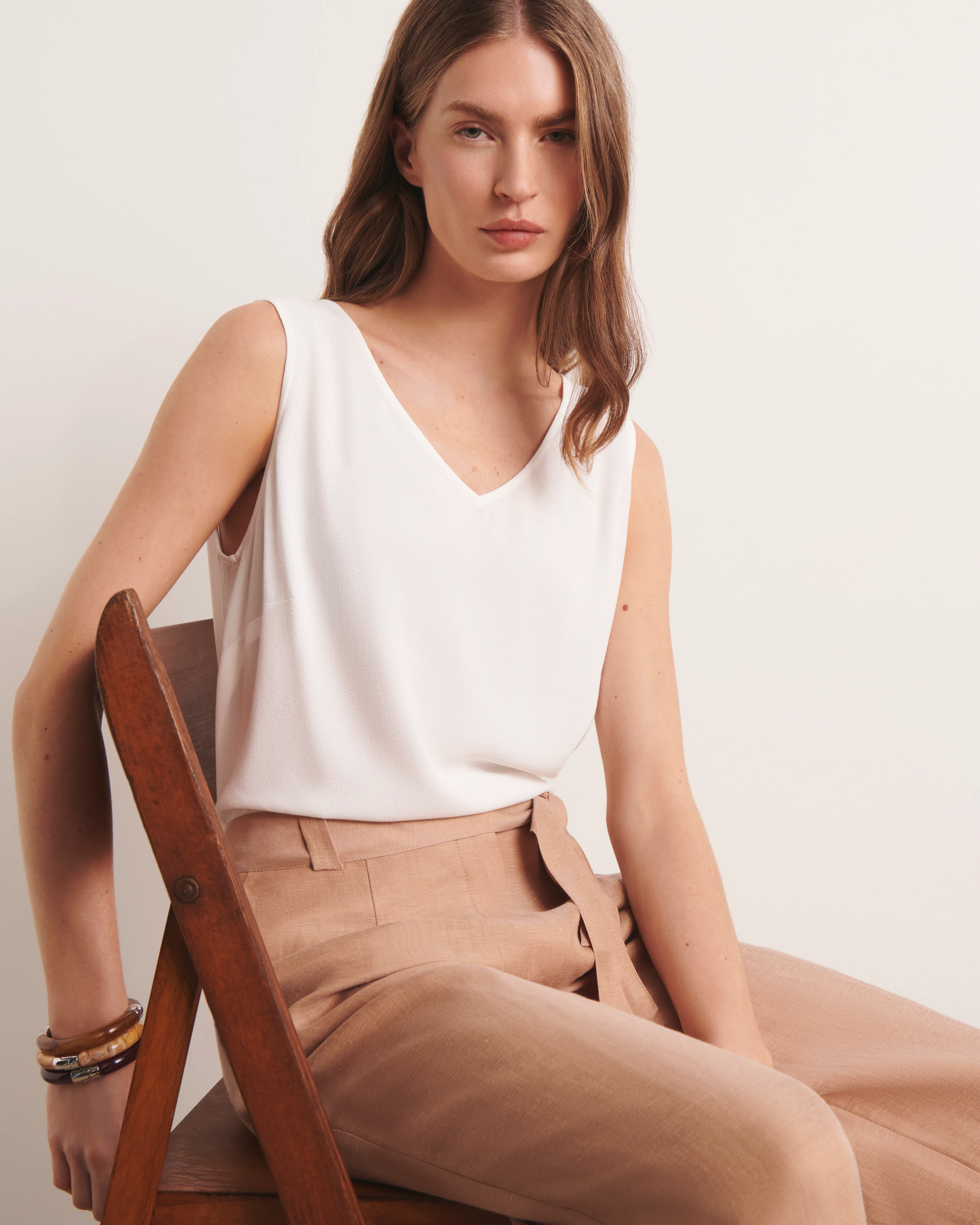 Débardeur beige fluide CARLA/13180/010