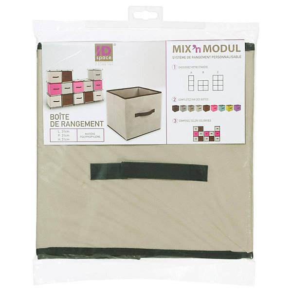 Panier tissu lanière 31x31 cm Beige Mix N' Modul - 5Five