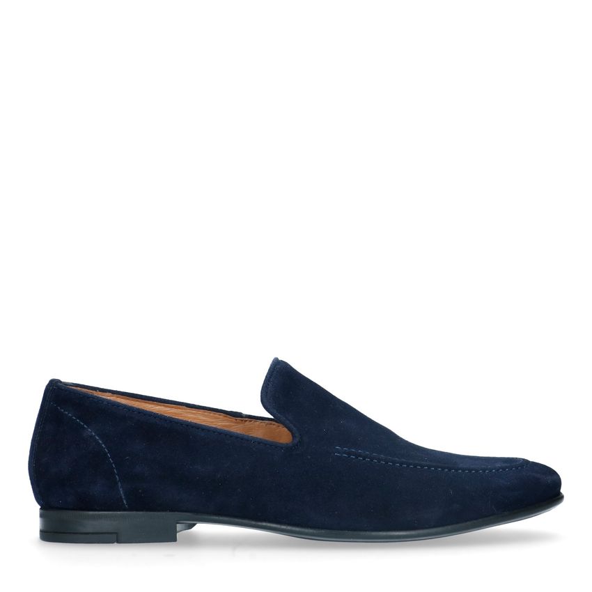 Manfield Blauwe suède loafers