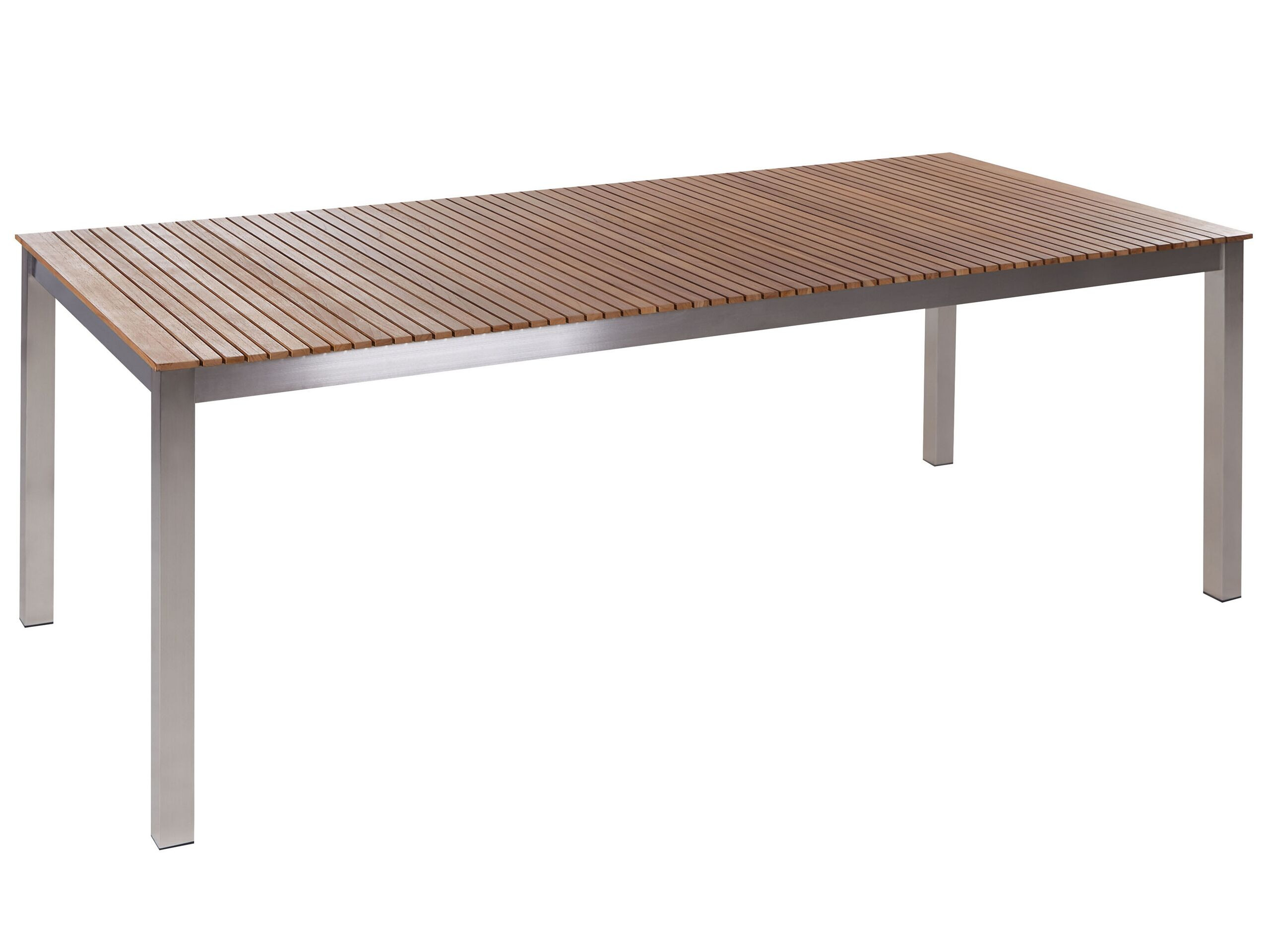 Stół ogrodowy 200 x 90 cm jasne drewno tekowe stal