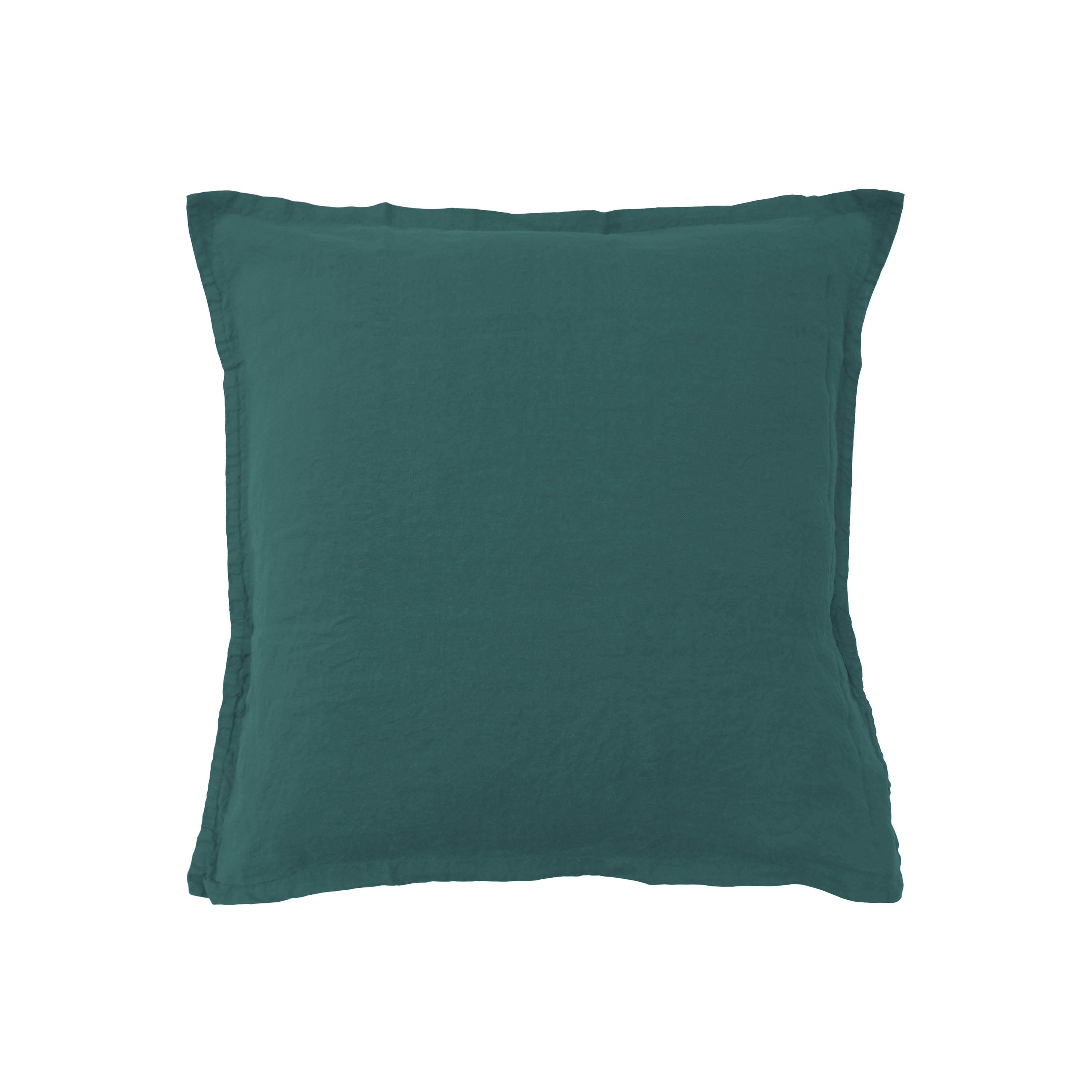 RÊVE DE LIN - Housse de coussin en lin lavé 40x40cm Vert Paon