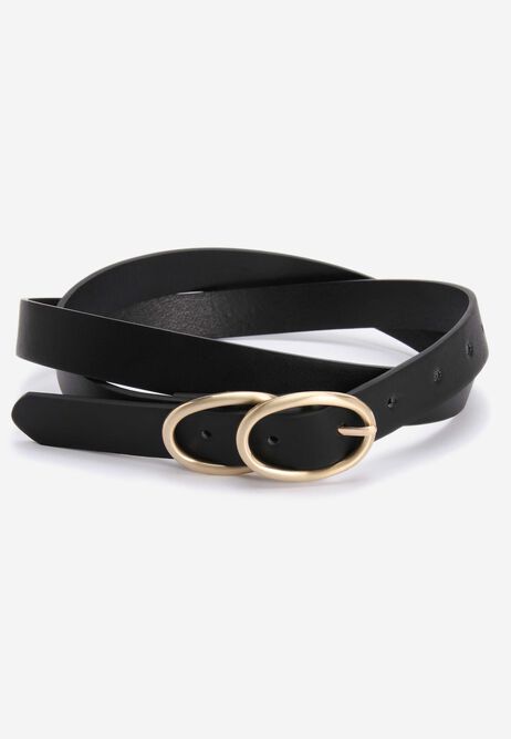 Womens Black Double Circle Casual Belt
