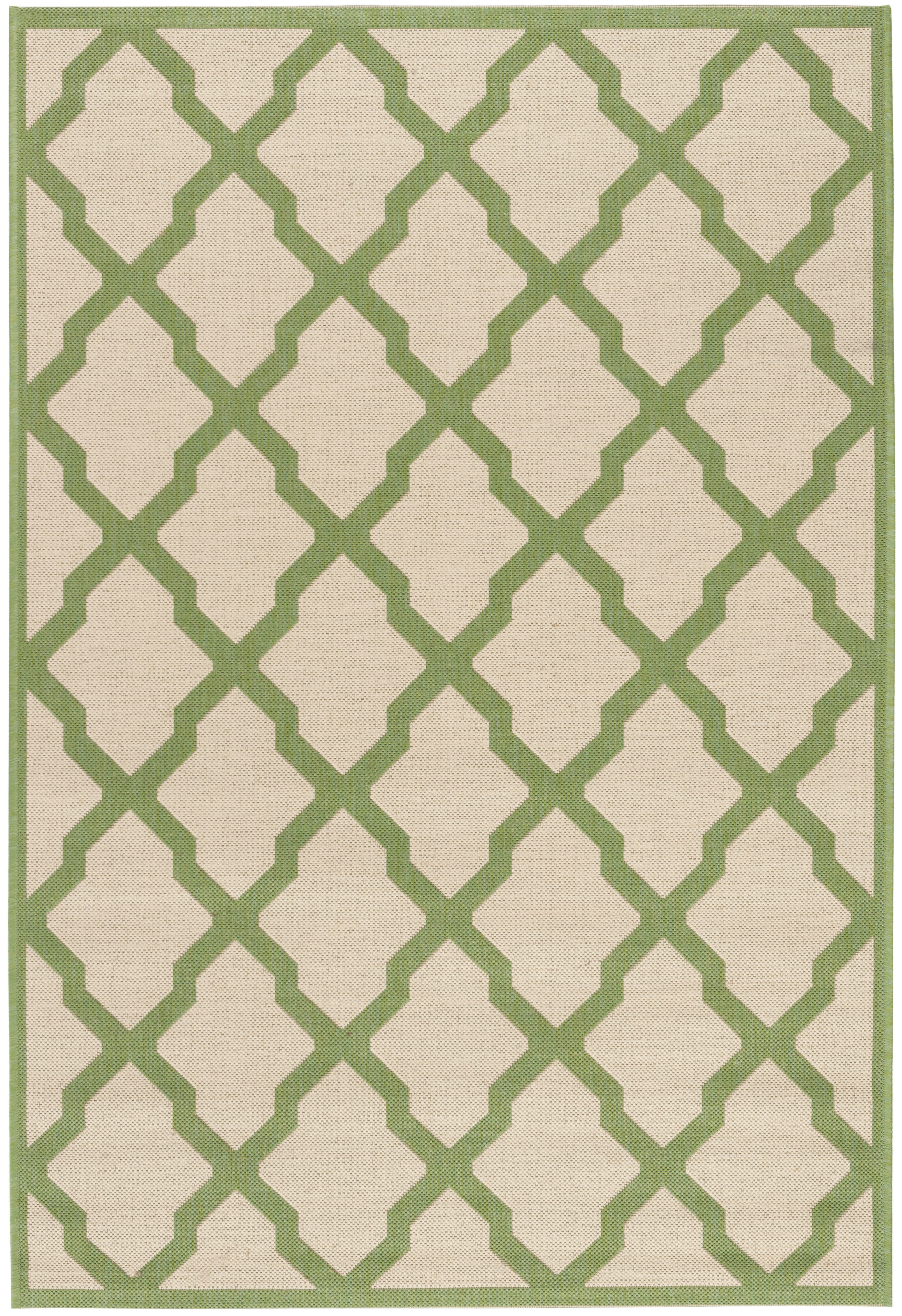 BEACHHOUSE - Tapis interieur & exterieur en crème & vert olive, 79 x 152 cm