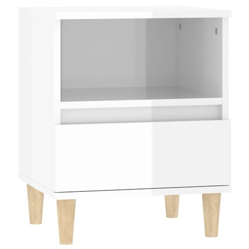 NNEVL Bedside Cabinet High Gloss White 40x35x50 cm