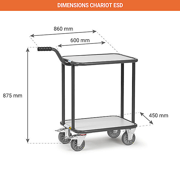 Chariot ESD - Charge max 250kg - 1820