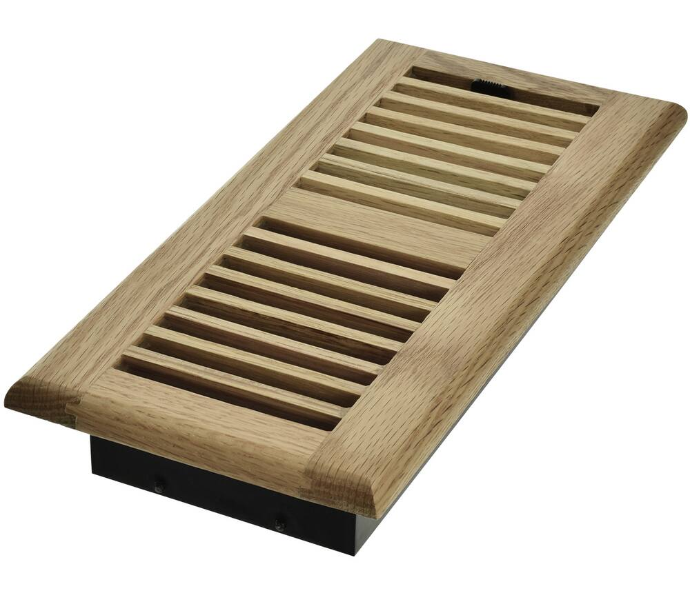 Imperial Louvered Wood Floor Register, Adjustable, Beige, 4 x 10-in