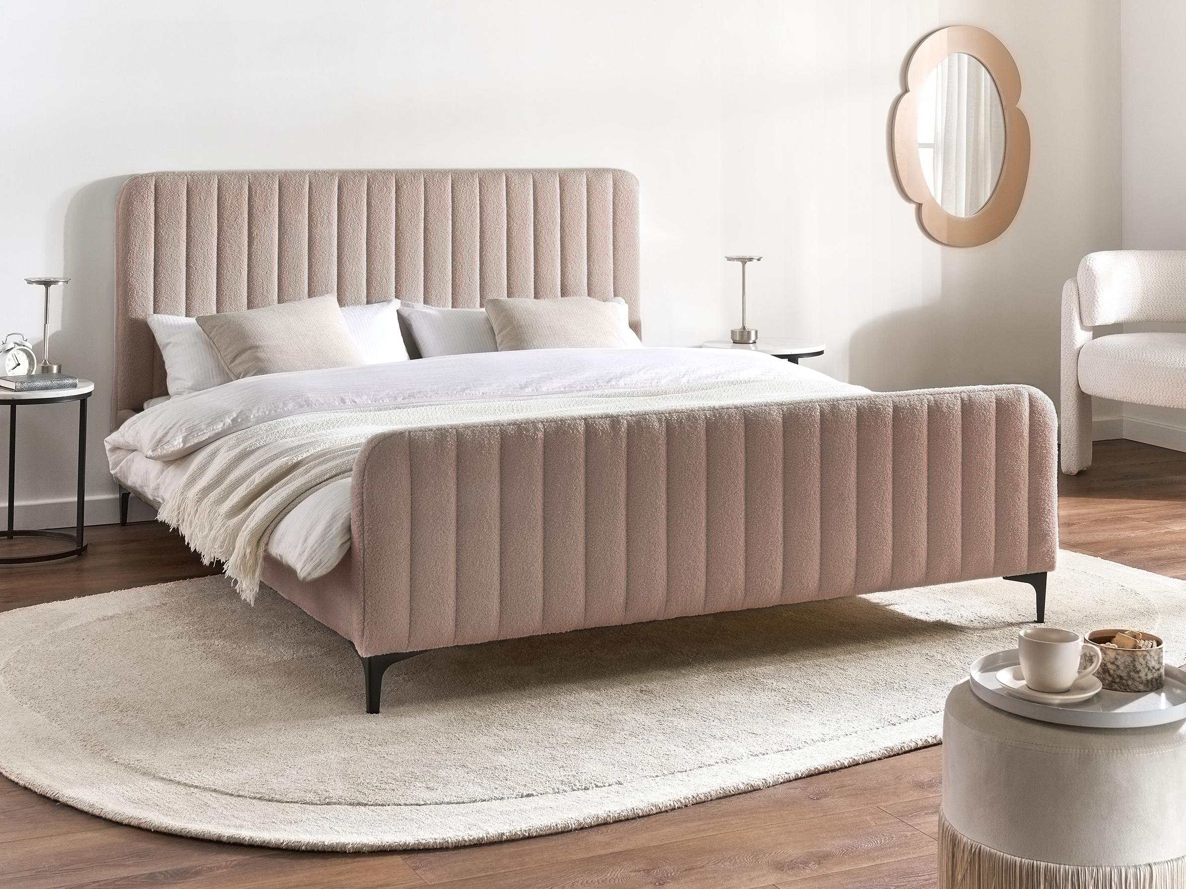 Bed Boucle LUNAN 160 x 200 cm (EU King Size) Taupe