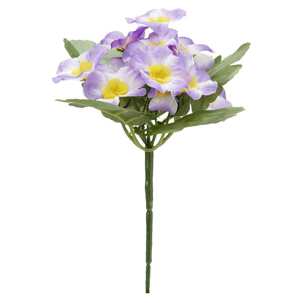 Piquet pensées artificielles 15 têtes H9 cm violet