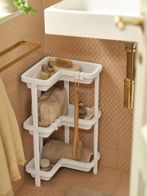 Hjørnereol KAREBY beige