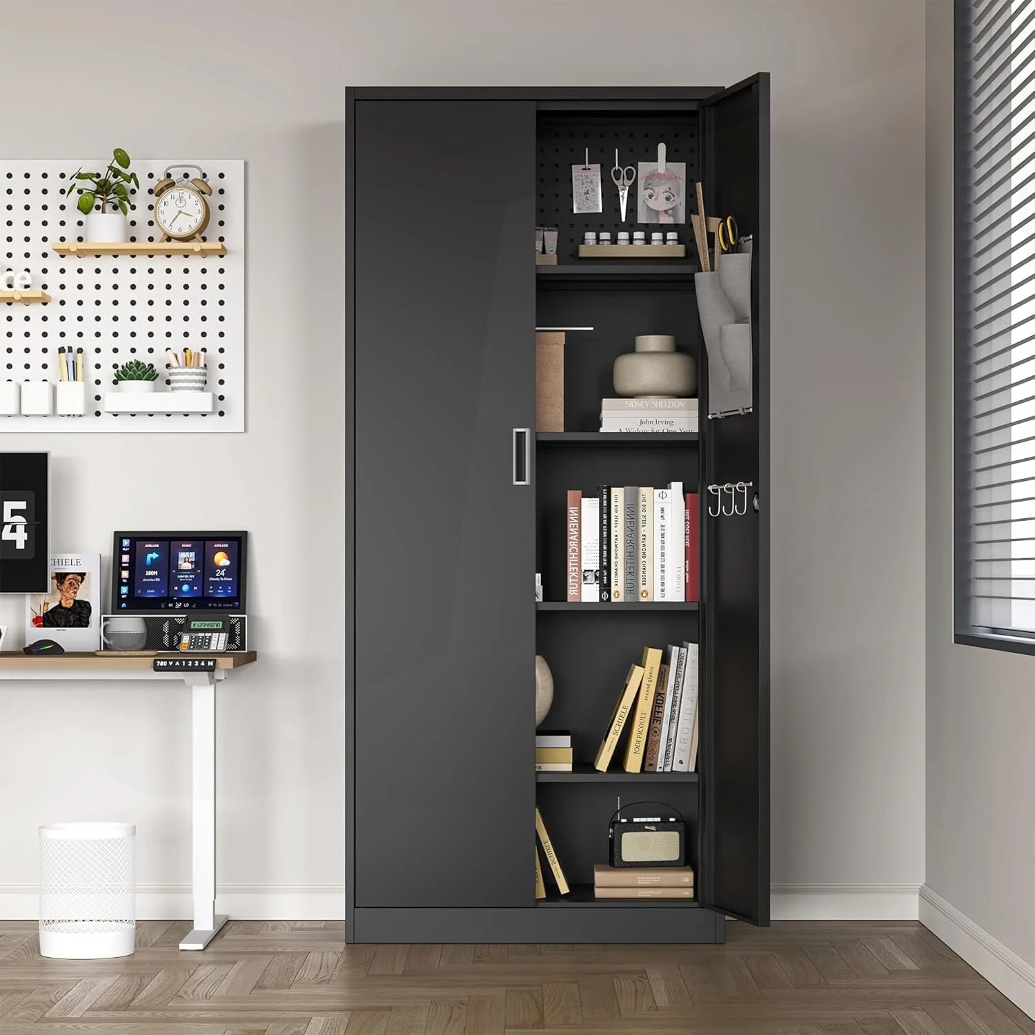 Versatile Metal Storage Cabinet for Various Spaces, Enhancing Organization