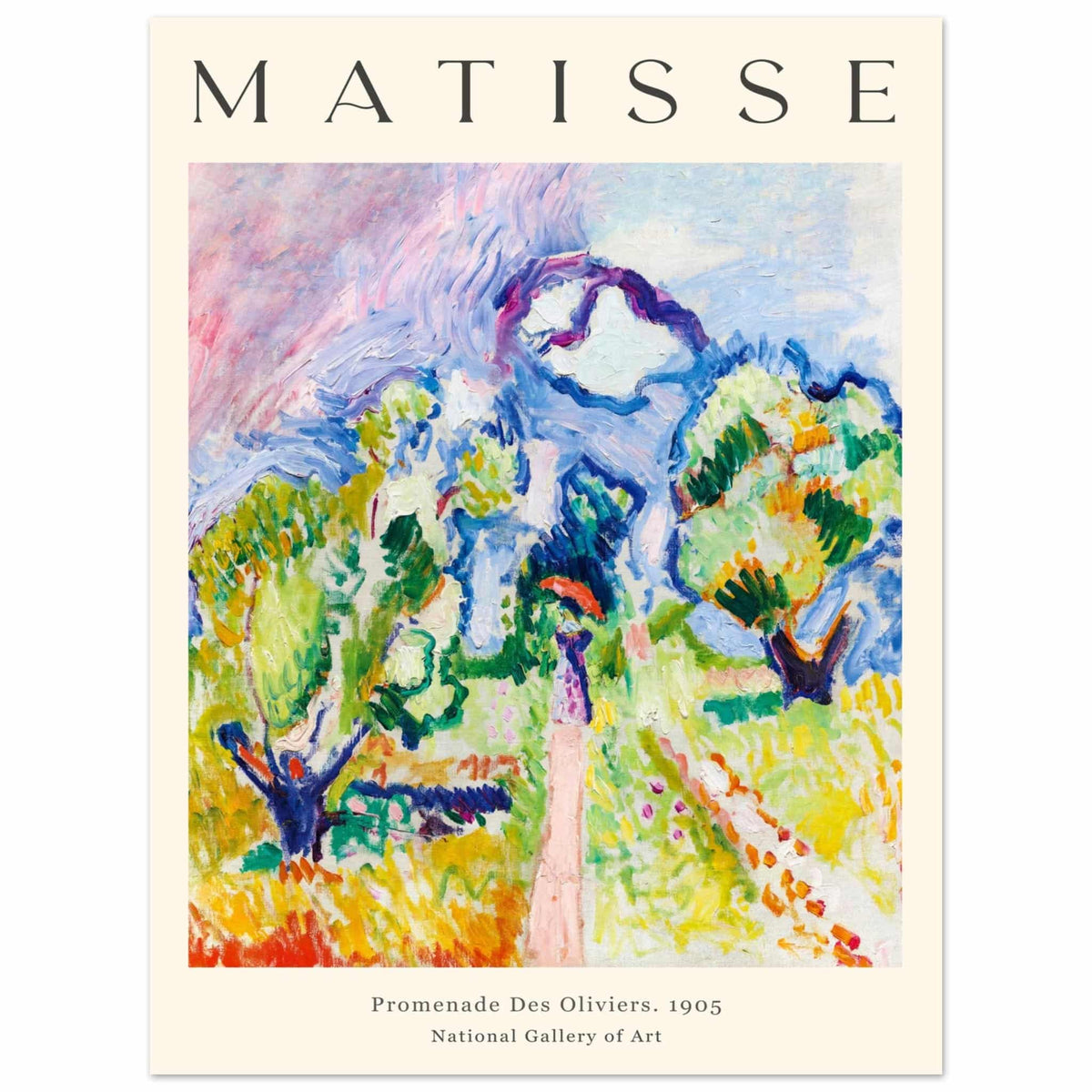 Artfulprints Poster Matisse - Promenade des oliviers 1905  - 30x40 cm - Meerkleurig