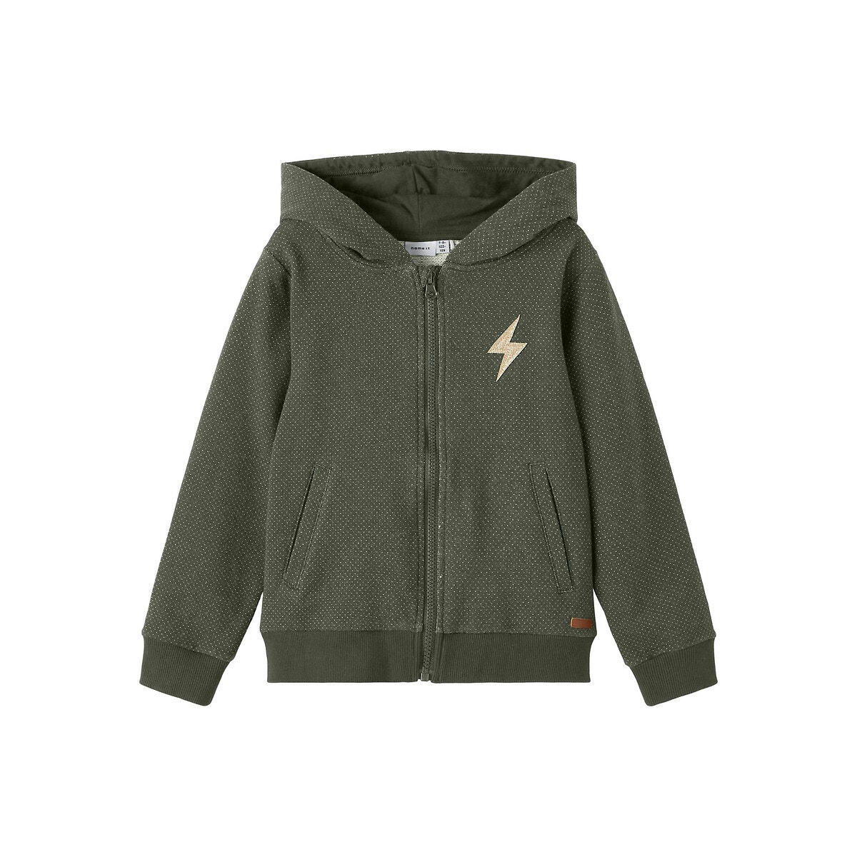 Sweat zippé à capuche imprimé éclair