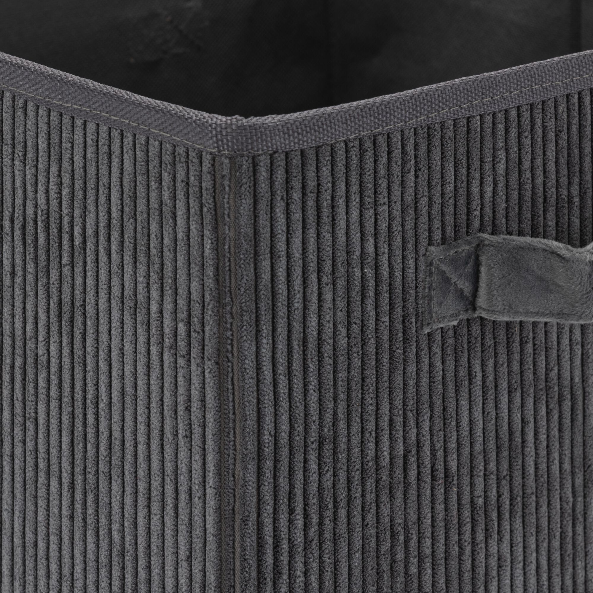 VELA - Panier de rangement en velours côtelé H30xL30cm - gris ardoise