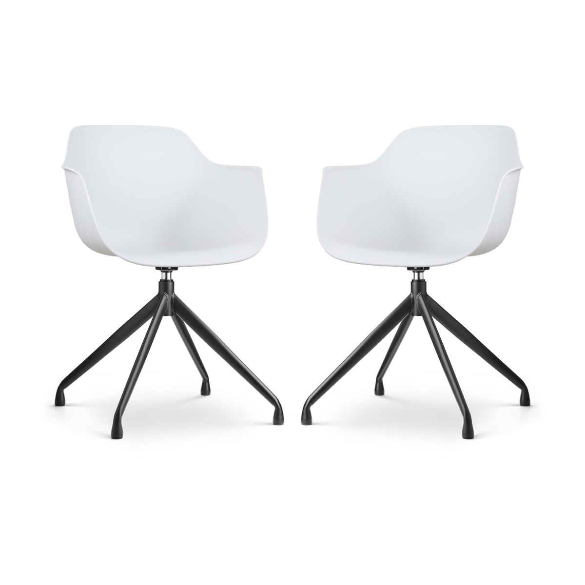 Nolon Nola-Puk Draaibare Eetkamerstoelen Wit - Zwart Onderstel - 2x