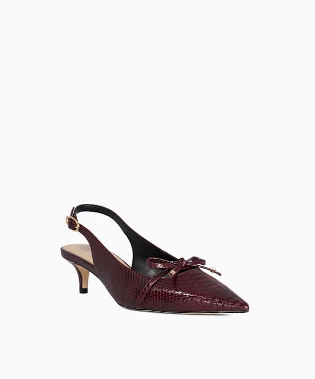 Cassie Burgundy - Bow-Detail Slingback Court Shoes