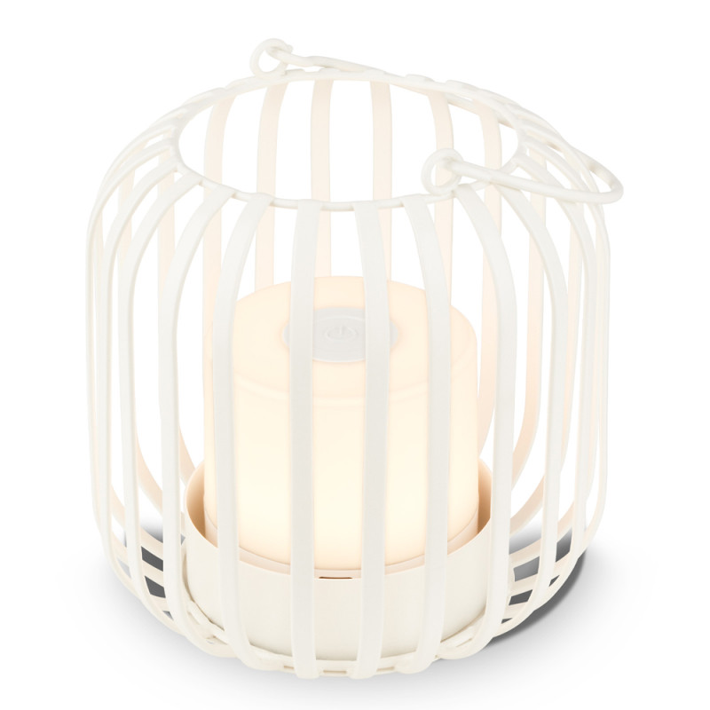 Lampe de table rechargeable LED avec corbeille en métal blanche 2 W BRILONER