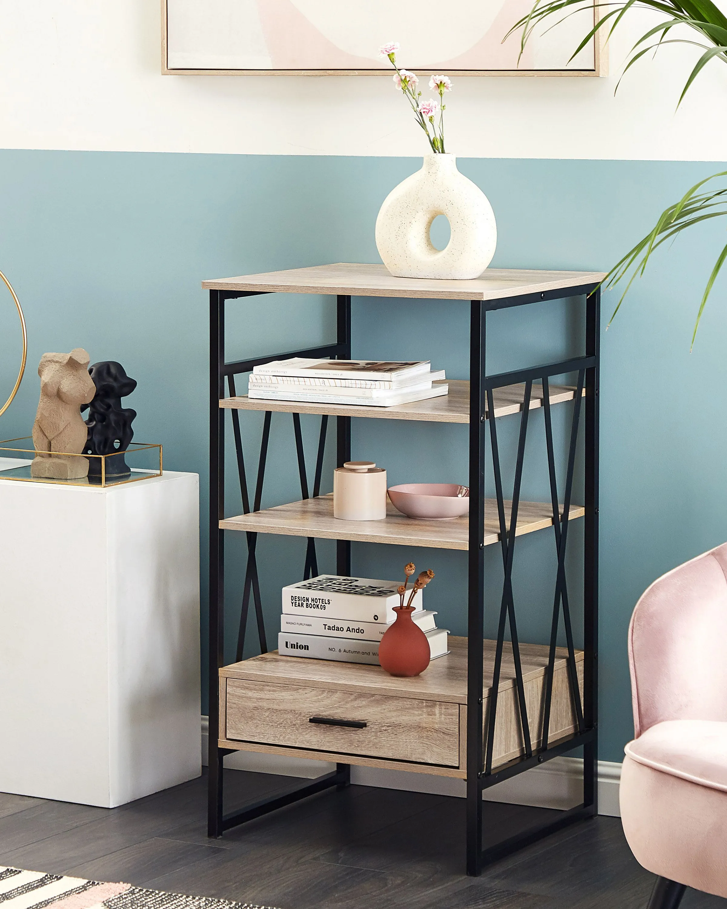3 Tier Shelving Unit KEENE 101 cm Light Brown