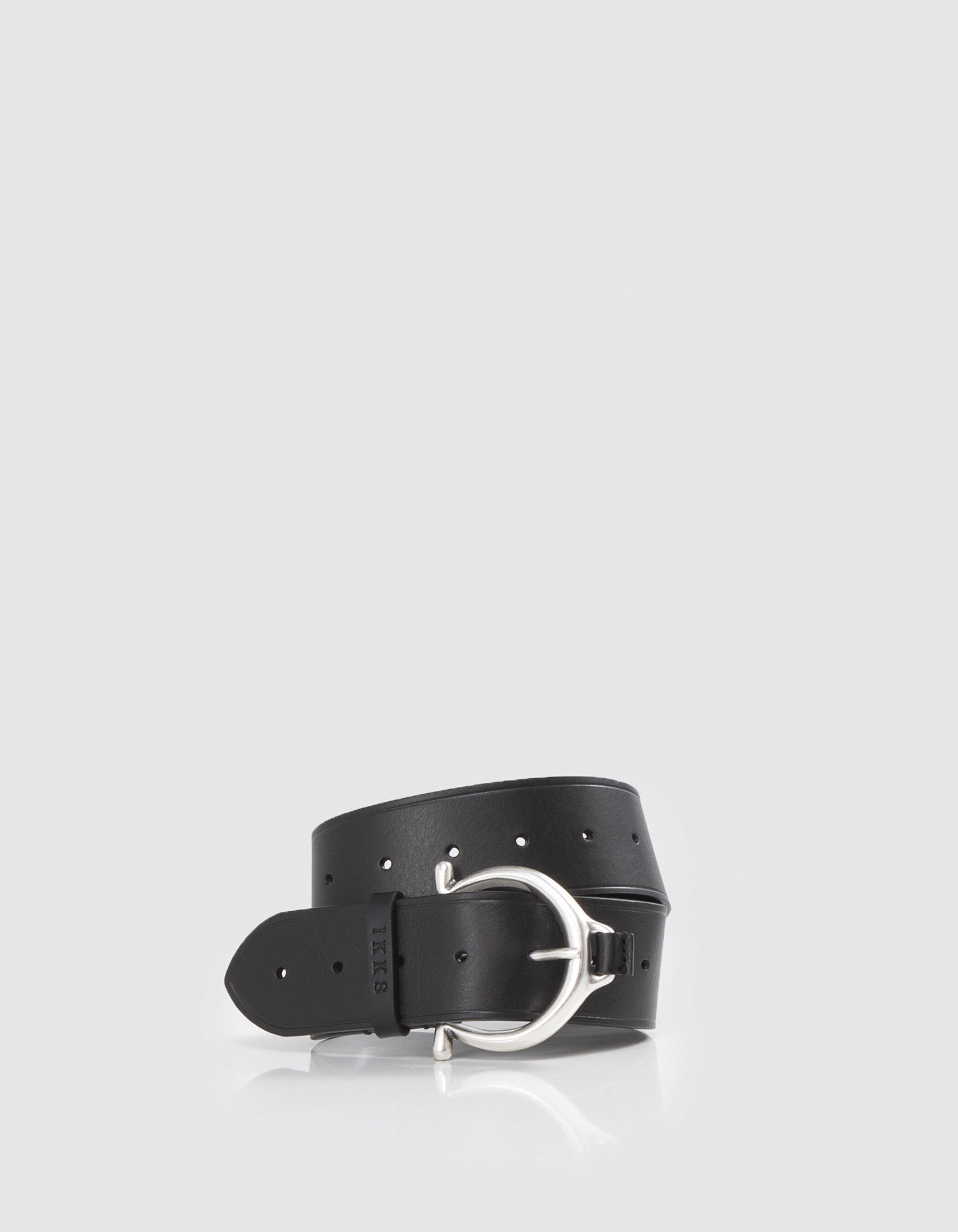 Ceinture robe cuir silver boucle ronde Femme