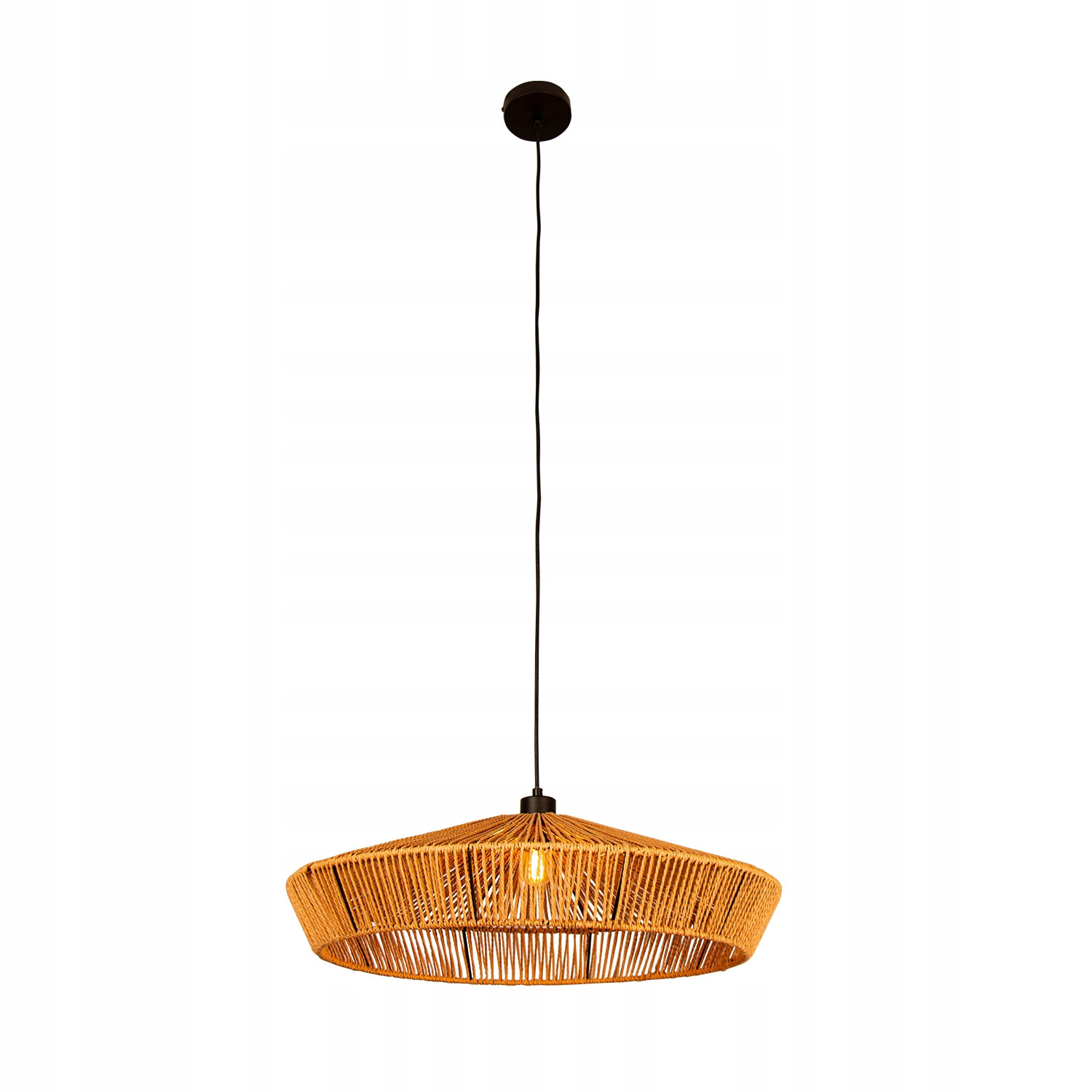 Lampa Sufitowa Wisząca Bambus BOHO Rattan Drewno Loft