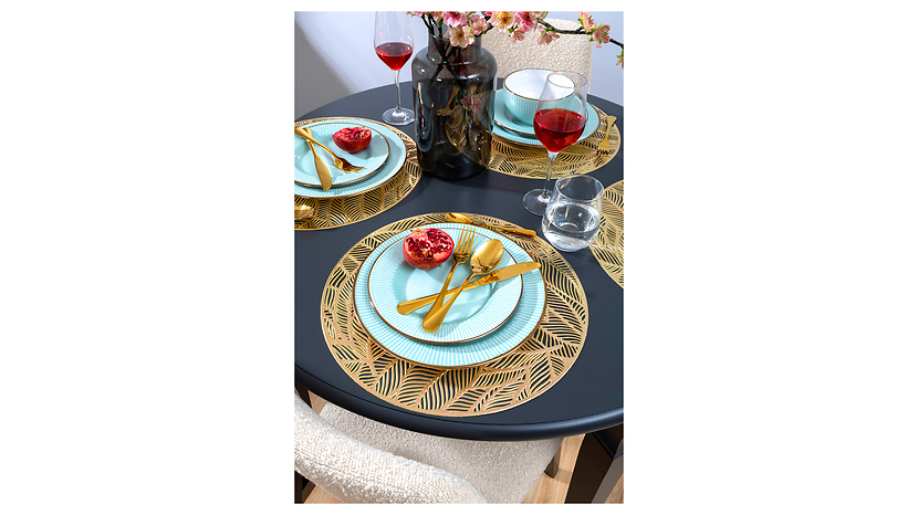 Komplet obiadowy 18 el. ceramiczny Hokkaido niebieski