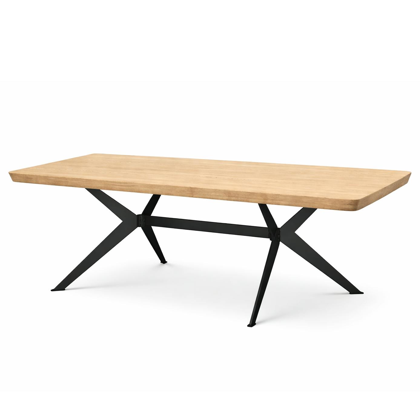 Table extensible chêne blanc bords biseautés pied graphique 180 cm PALERME