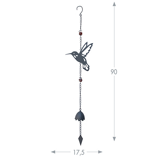 Carillon Colibri Avec Perles 90 Cm Anthracite - Louis Moulin