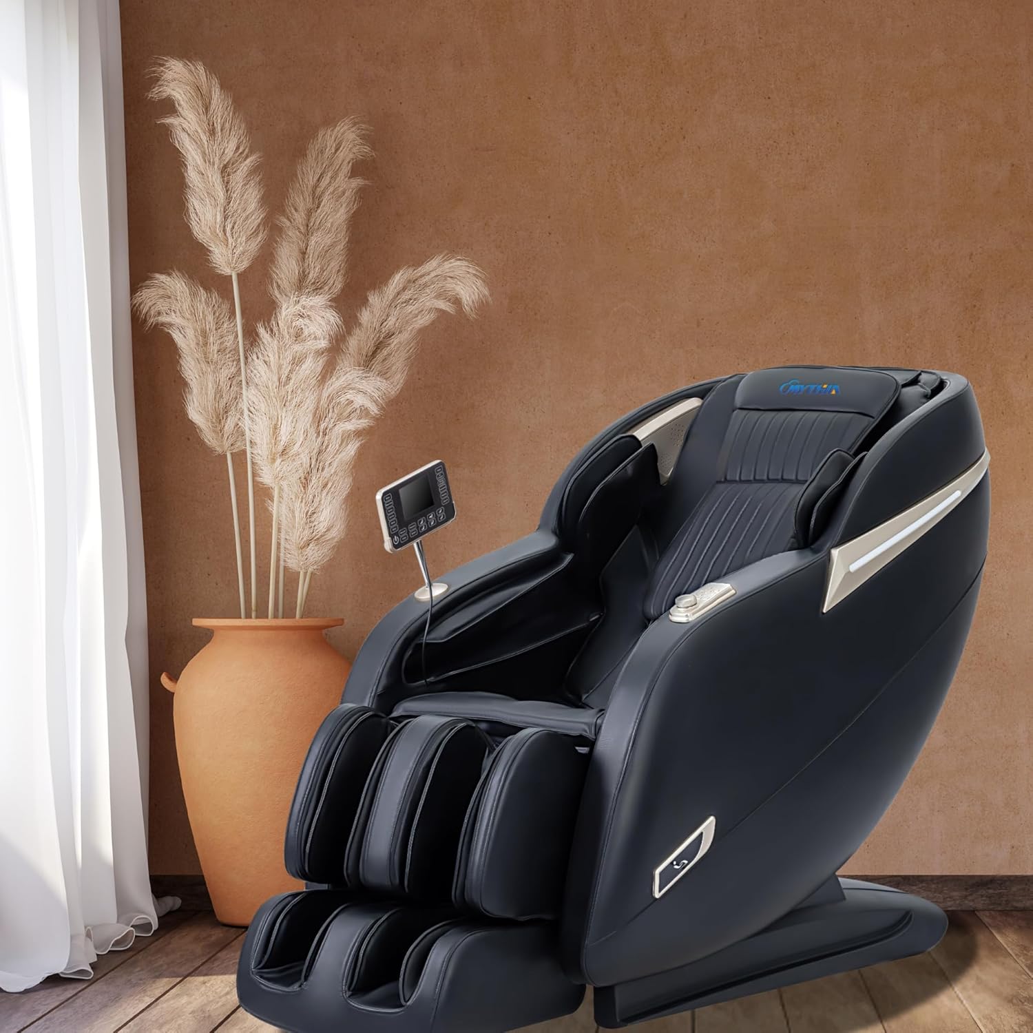 MYTHIA MD906 2026 Massage Chair - Full Body Zero Gravity Recliner with 3D Massage, Heat Therapy, Air Pressure & Foot Roller, Bluetooth & USB Charging Port for Home & Office Use (Black)