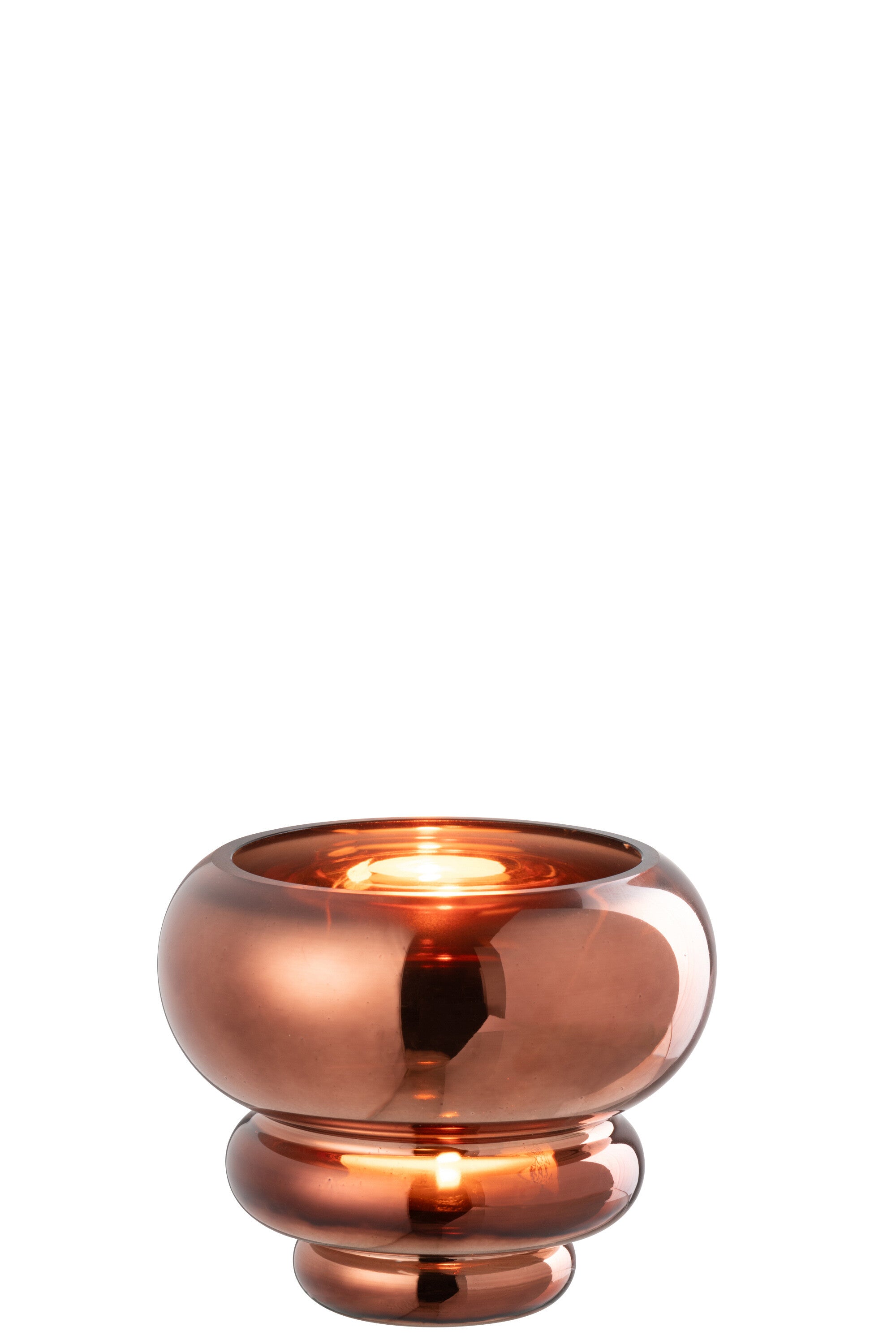 J-Line theelichthouder/vaas Julia - glas - bruin - Ø 15.5 cm