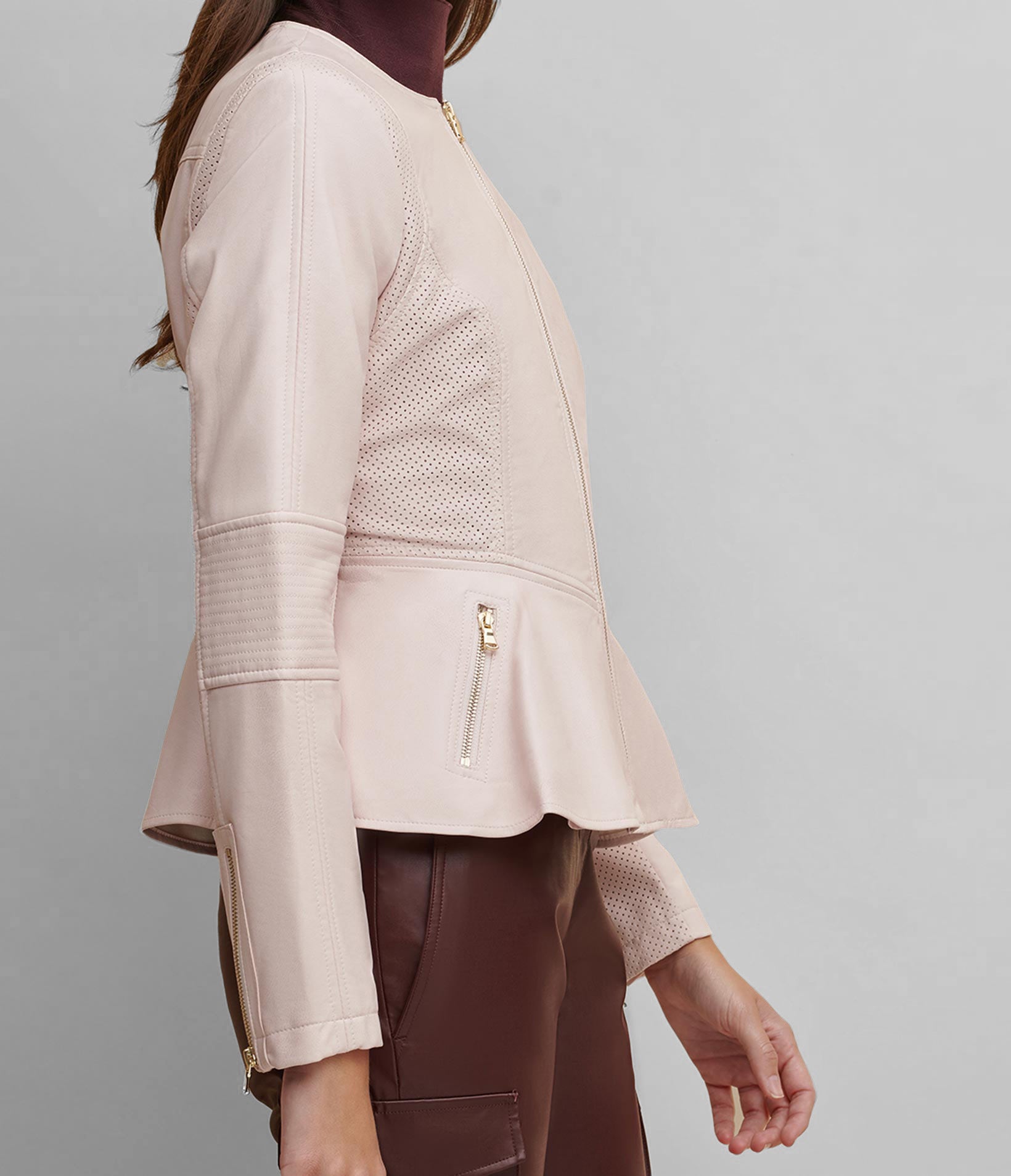 Peplum Faux Leather Jacket