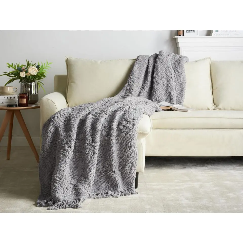 VELLA - Deken - Grijs - 200 x 220 cm - Katoen