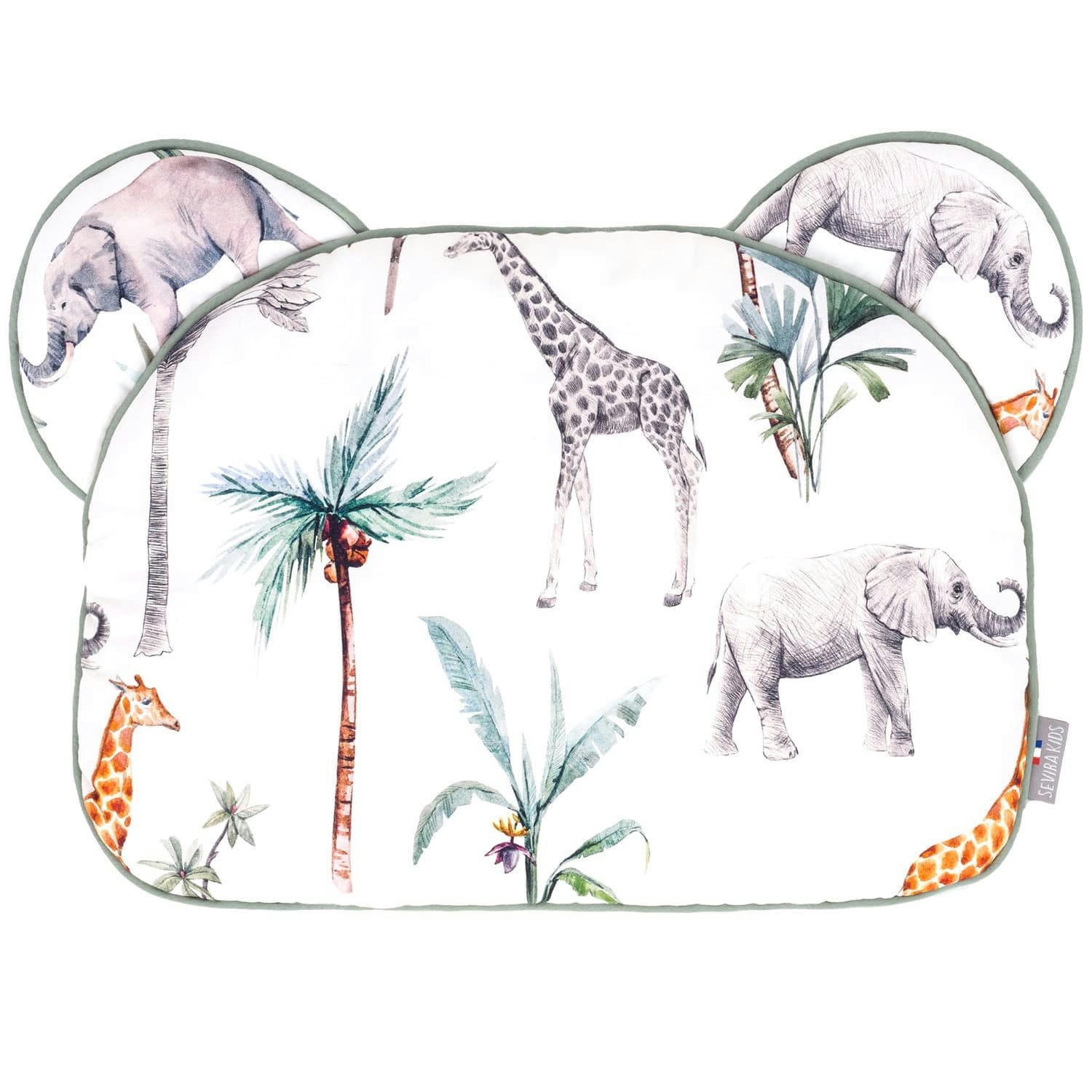 SAFARI - Coussin plat avec oreilles d'ourson  25 x 35cm