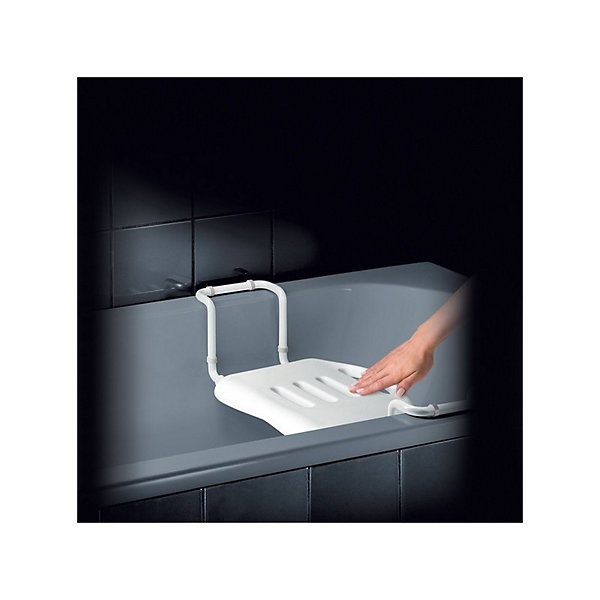 Grand siège télescopique de baignoire inoxydable Blanc Spirella