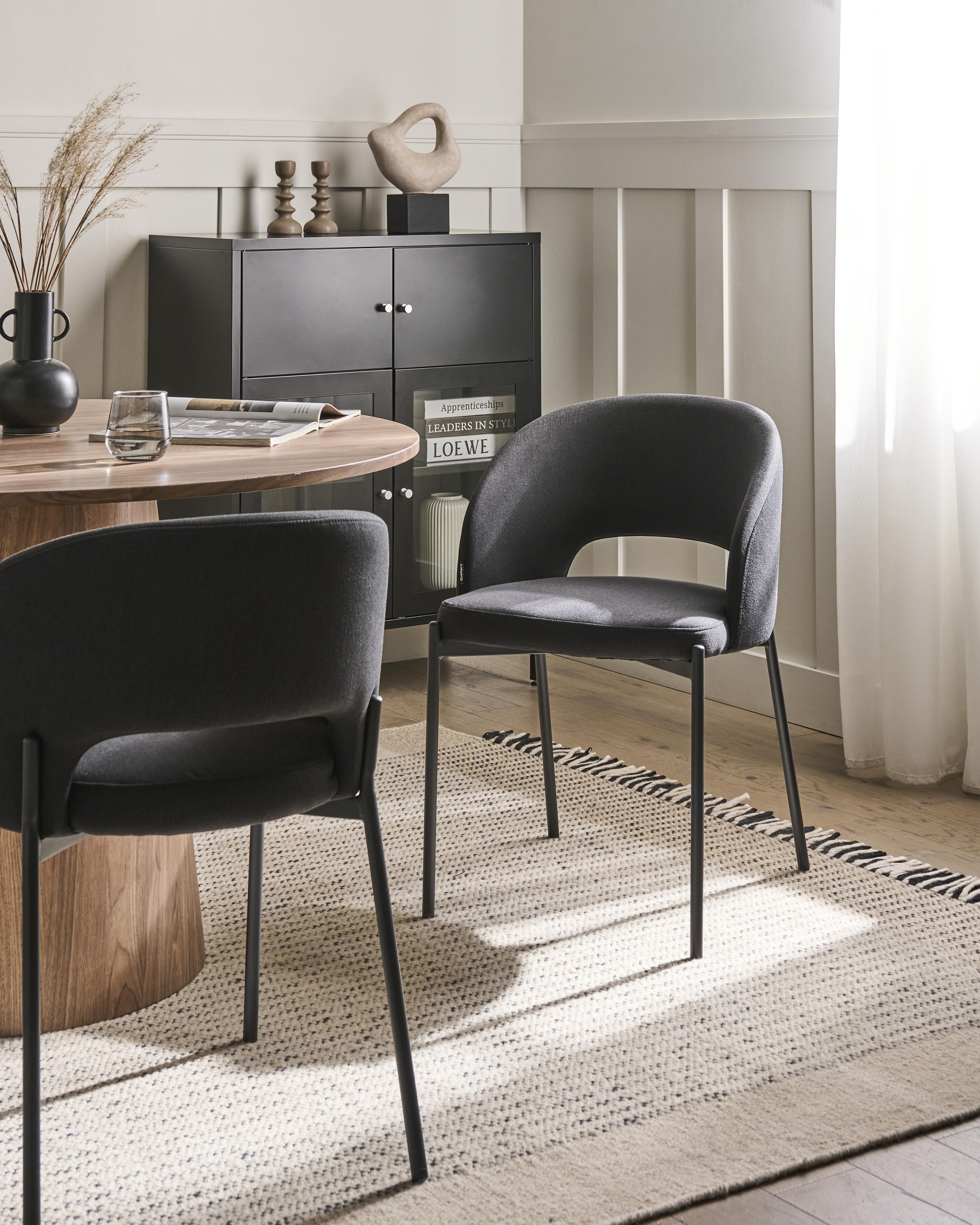 Set of 2 Dining Chairs PENNY Fabric Black