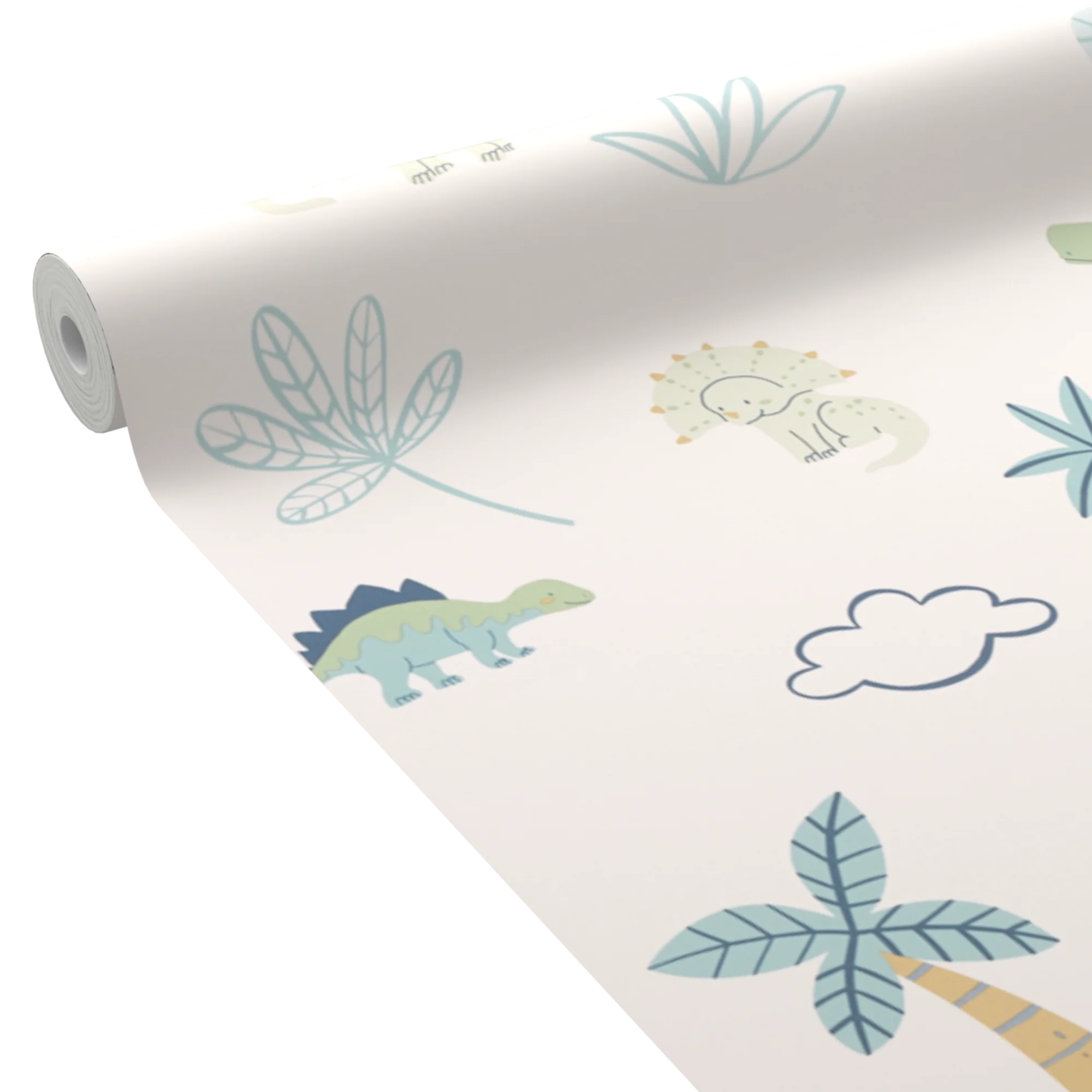 Papier peint intissé DINO WORLD bleu azurin et marron clair
