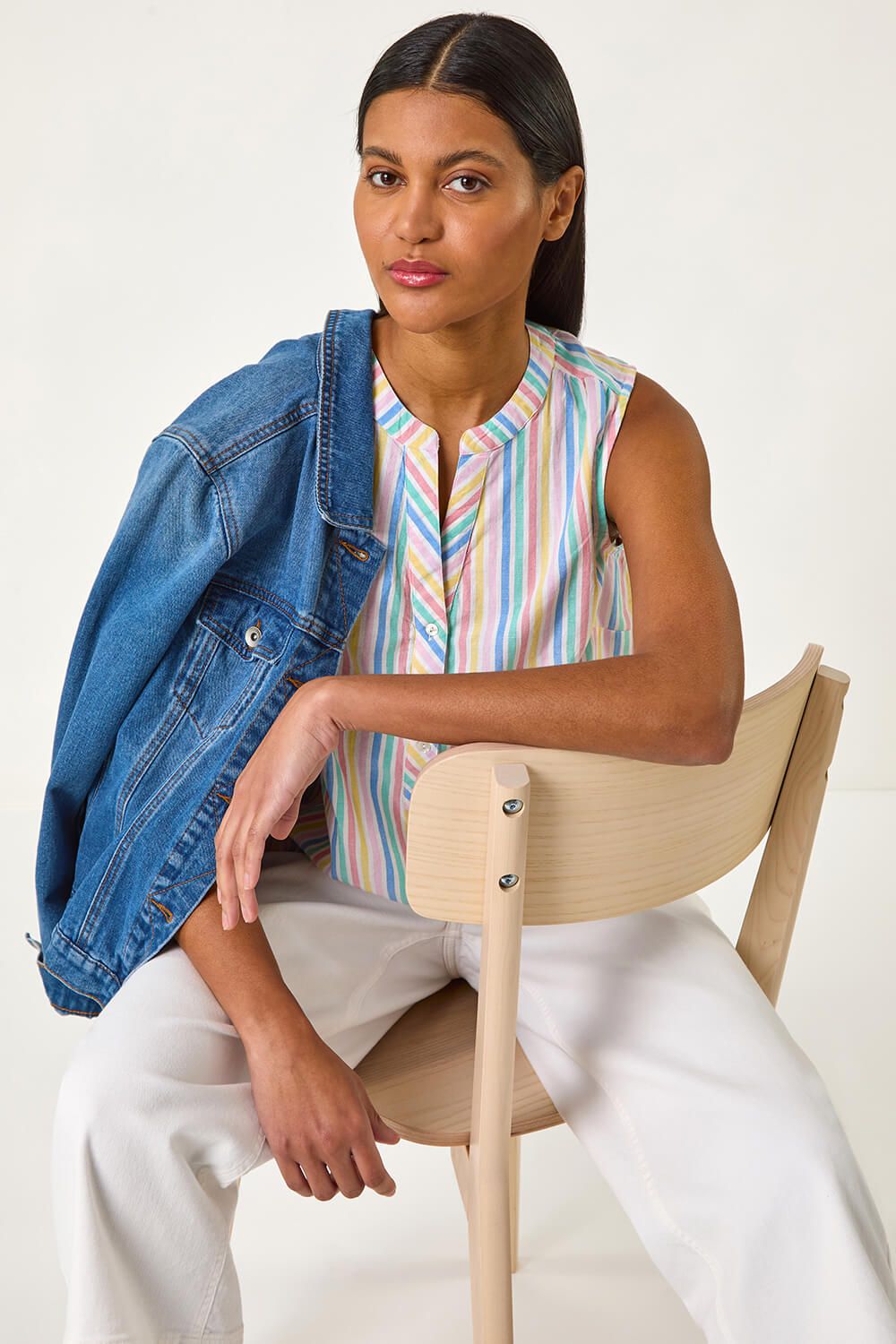 Roman Stripe V-Neck Vest Top