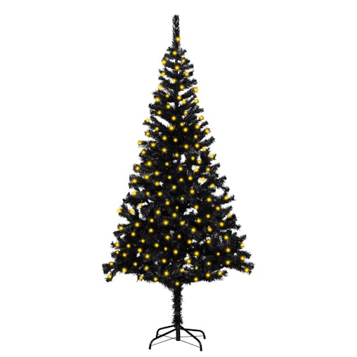 NNEVL Artificial Christmas Tree with LEDs&Stand Black 210 cm PVC