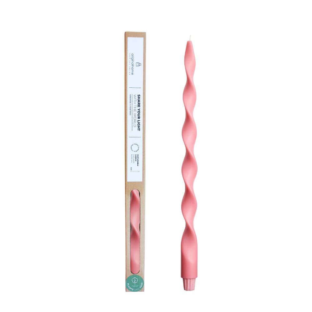 Originalhome spiraalkaars 40 cm - fuchsia