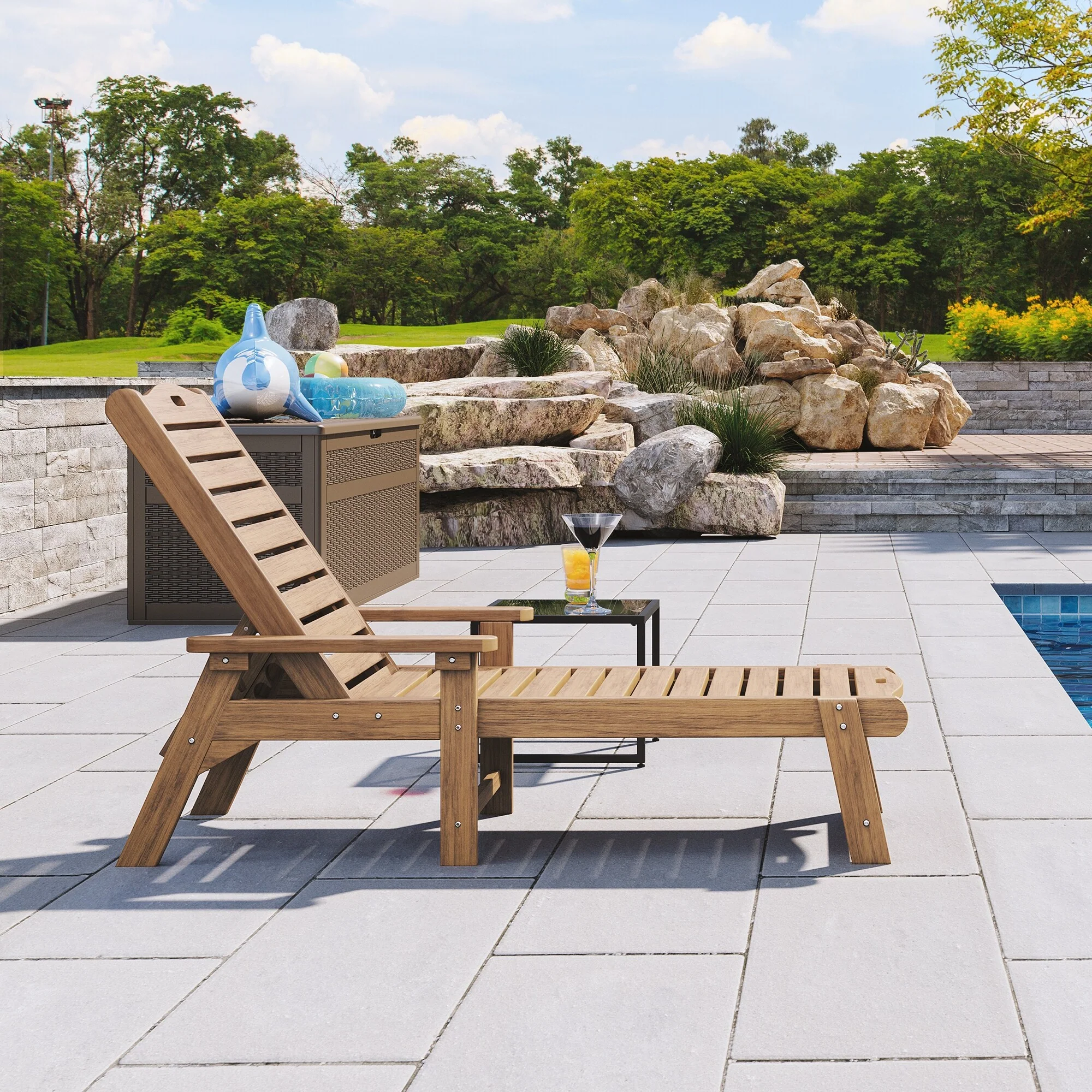 78.7 Long Reclining Outdoor Chaise Lounge