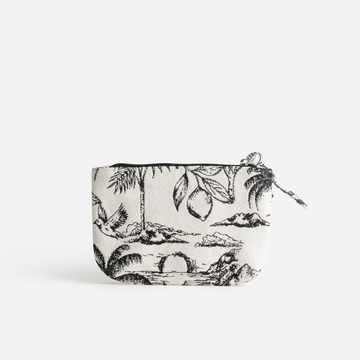 Pochette TEXTO beige jacquard motifs noirs