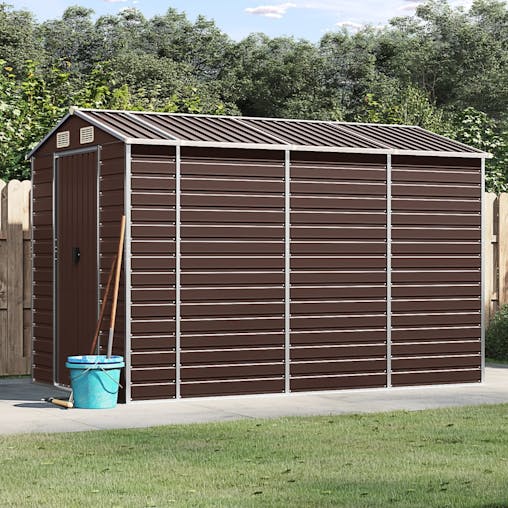 NNEVL Garden Shed Brown 191x300x198 cm Galvanised Steel