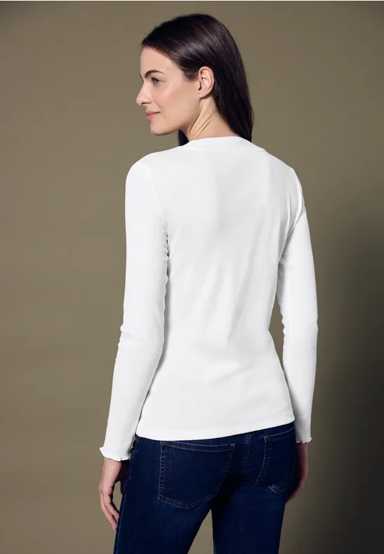 Rippshirt mit Rundhals